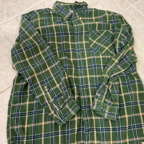 Carhartt Flannel Fleece Shirt Jacket Men's Sz XL Green plaid Shacket outdoors * - Picture 11 of 11